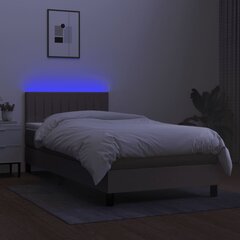 vidaXL atsperu gulta ar matraci, LED, pelēkbrūns audums, 100x200 cm cena un informācija | Gultas | 220.lv