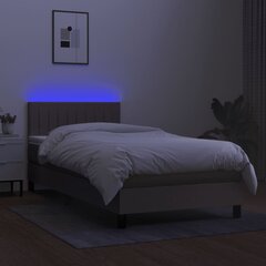 vidaXL atsperu gulta ar matraci, LED, pelēkbrūns audums, 100x200 cm цена и информация | Кровати | 220.lv