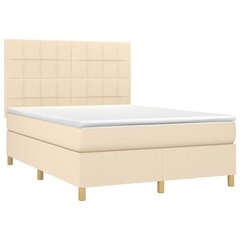 vidaXL atsperu gulta ar matraci, krēmkrāsas, 140x200 cm, audums цена и информация | Кровати | 220.lv