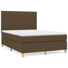 vidaXL atsperu gulta ar matraci, tumši brūna, 140x200 cm, audums цена и информация | Кровати | 220.lv