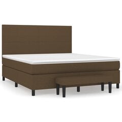 vidaXL atsperu gulta ar matraci, tumši brūns, 180x200 cm, audums cena un informācija | Gultas | 220.lv
