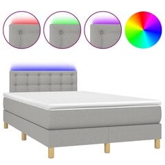 vidaXL atsperu gulta ar matraci, LED, gaiši pelēks audums, 120x200 cm цена и информация | Кровати | 220.lv