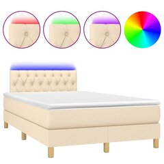 vidaXL atsperu gulta ar matraci, LED, krēmkrāsas audums, 120x200 cm цена и информация | Кровати | 220.lv