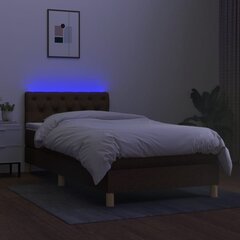 vidaXL atsperu gulta ar matraci, LED, tumši brūns audums, 80x200 cm цена и информация | Кровати | 220.lv