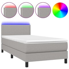 vidaXL atsperu gulta ar matraci, LED, gaiši pelēks audums, 80x200 cm цена и информация | Кровати | 220.lv
