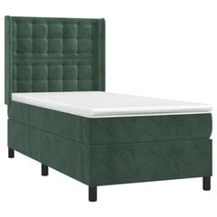 vidaXL atsperu gulta ar matraci, LED, tumši zaļš samts, 80x200 cm цена и информация | Кровати | 220.lv