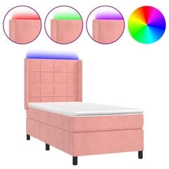 vidaXL atsperu gulta ar matraci, LED, rozā samts, 80x200 cm цена и информация | Кровати | 220.lv