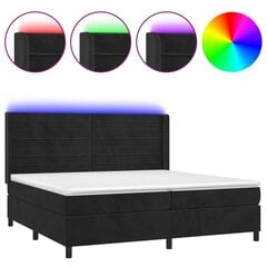 vidaXL atsperu gulta ar matraci, LED, melns samts, 200x200 cm цена и информация | Кровати | 220.lv