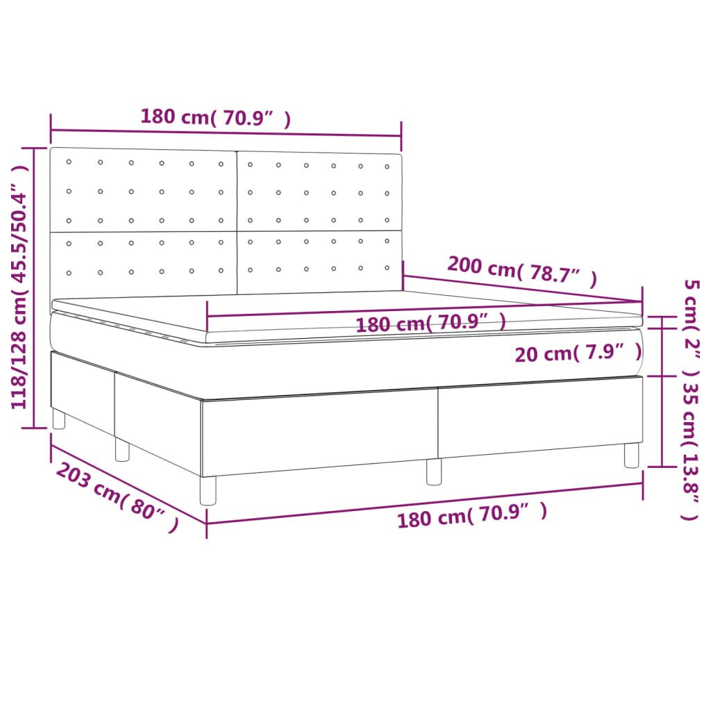 vidaXL atsperu gulta ar matraci, zils, 180x200 cm, audums cena un informācija | Gultas | 220.lv