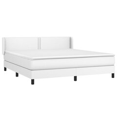 vidaXL atsperu gulta ar matraci, balta, 180x200 cm, mākslīgā āda cena un informācija | Gultas | 220.lv