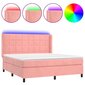 vidaXL atsperu gulta ar matraci, LED, rozā samts, 160x200 cm cena un informācija | Gultas | 220.lv