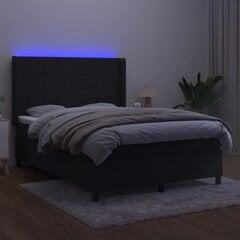 vidaXL atsperu gulta ar matraci, LED, melns samts, 140x190 cm цена и информация | Кровати | 220.lv