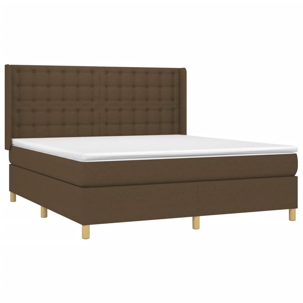 vidaXL atsperu gulta ar matraci, tumši brūns, 180x200 cm, audums цена и информация | Gultas | 220.lv