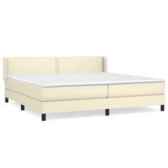 vidaXL atsperu gulta ar matraci, krēmkrāsas, 200x200 cm, mākslīgā āda цена и информация | Кровати | 220.lv