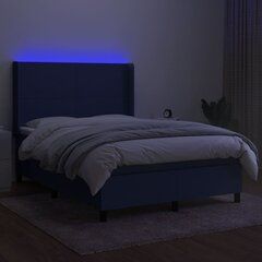 vidaXL atsperu gulta ar matraci, LED, zils audums, 140x200 cm цена и информация | Кровати | 220.lv