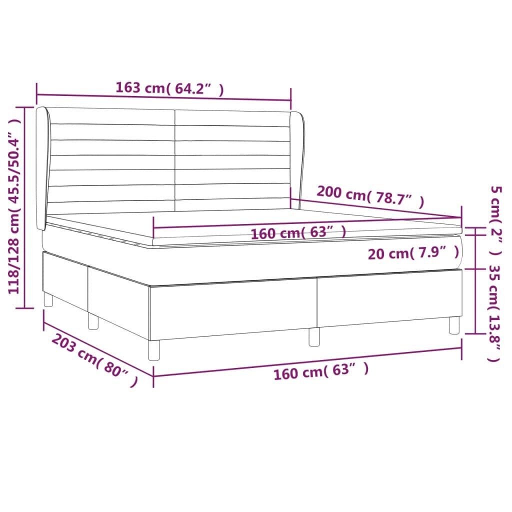 vidaXL atsperu gulta ar matraci, krēmkrāsas, 160x200 cm, audums цена и информация | Gultas | 220.lv