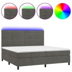 vidaXL atsperu gulta ar matraci, LED, tumši pelēks samts, 200x200 cm cena un informācija | Gultas | 220.lv