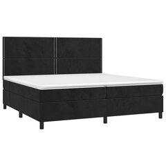 vidaXL atsperu gulta ar matraci, LED, melns samts, 200x200 cm cena un informācija | Gultas | 220.lv