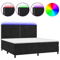vidaXL atsperu gulta ar matraci, LED, melns samts, 200x200 cm цена и информация | Кровати | 220.lv