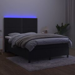 vidaXL atsperu gulta ar matraci, LED, melns samts, 140x190 cm цена и информация | Кровати | 220.lv