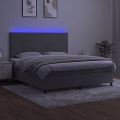 vidaXL atsperu gulta ar matraci, LED, gaiši pelēks samts, 160x200 cm цена и информация | Кровати | 220.lv