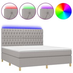 vidaXL atsperu gulta ar matraci, LED, gaiši pelēks audums, 180x200 cm cena un informācija | Gultas | 220.lv