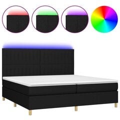 vidaXL atsperu gulta ar matraci, LED, melns audums, 200x200 cm cena un informācija | Gultas | 220.lv