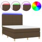 vidaXL atsperu gulta ar matraci, LED, tumši brūns audums, 140x190 cm цена и информация | Gultas | 220.lv