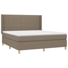 vidaXL atsperu gulta ar matraci, pelēkbrūns, 160x200 cm, audums cena un informācija | Gultas | 220.lv