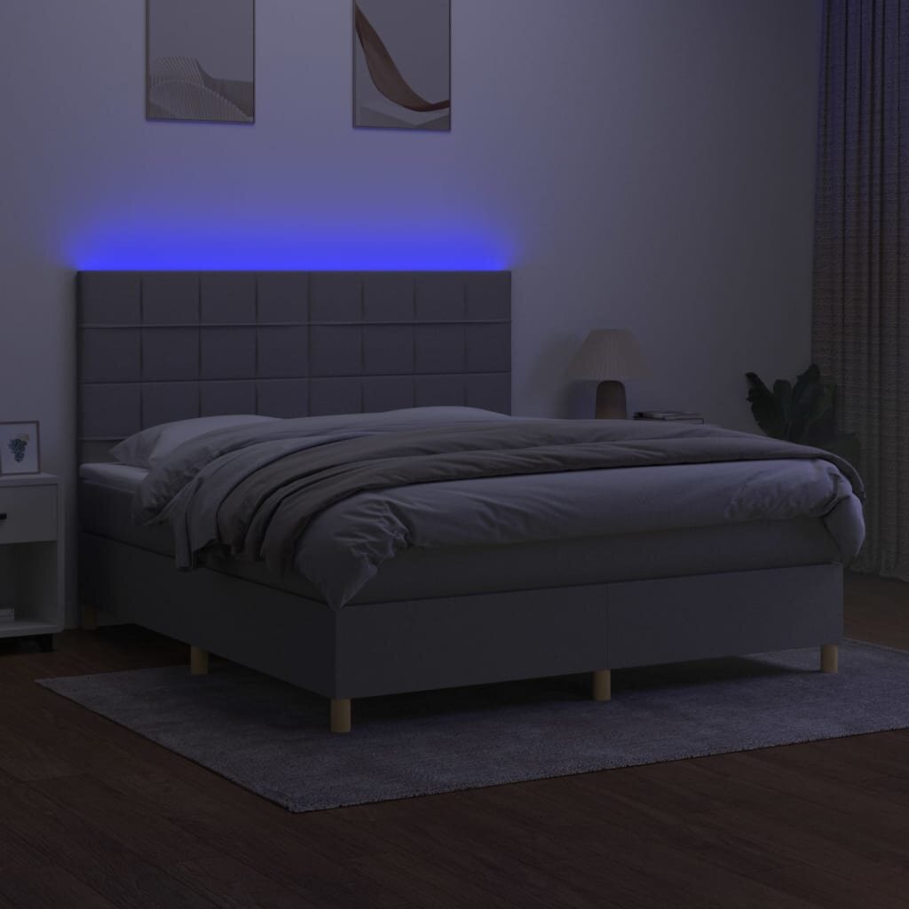 vidaXL atsperu gulta ar matraci, LED, gaiši pelēks audums, 160x200 cm цена и информация | Gultas | 220.lv