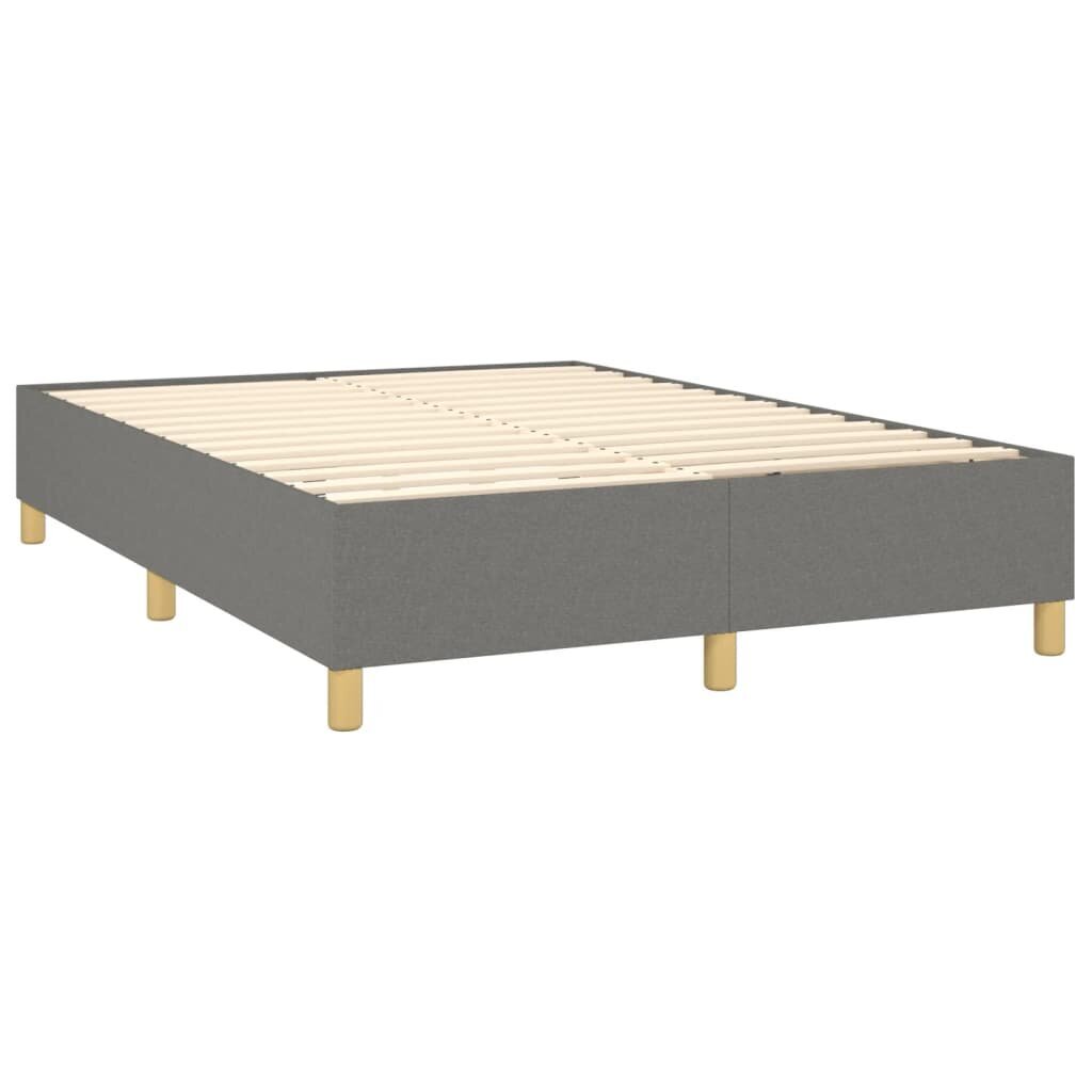 vidaXL atsperu gulta ar matraci, LED, tumši pelēks audums, 140x200 cm cena un informācija | Gultas | 220.lv