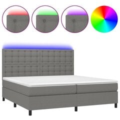 vidaXL atsperu gulta ar matraci, LED, tumši pelēka audums, 200x200 cm цена и информация | Кровати | 220.lv