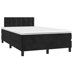 vidaXL atsperu gulta ar matraci, LED, melns samts, 120x200 cm cena un informācija | Gultas | 220.lv