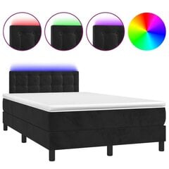 vidaXL atsperu gulta ar matraci, LED, melns samts, 120x200 cm cena un informācija | Gultas | 220.lv