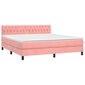 vidaXL atsperu gulta ar matraci, LED, rozā samts, 160x200 cm цена и информация | Gultas | 220.lv