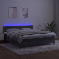 vidaXL atsperu gulta ar matraci, LED, tumši pelēks samts, 160x200 cm цена и информация | Кровати | 220.lv