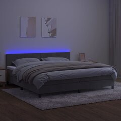 vidaXL atsperu gulta ar matraci, LED, gaiši pelēks samts, 200x200 cm цена и информация | Кровати | 220.lv