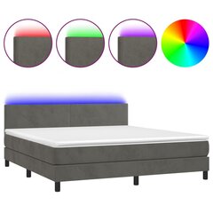 vidaXL atsperu gulta ar matraci, LED, tumši pelēks samts, 160x200 cm цена и информация | Кровати | 220.lv