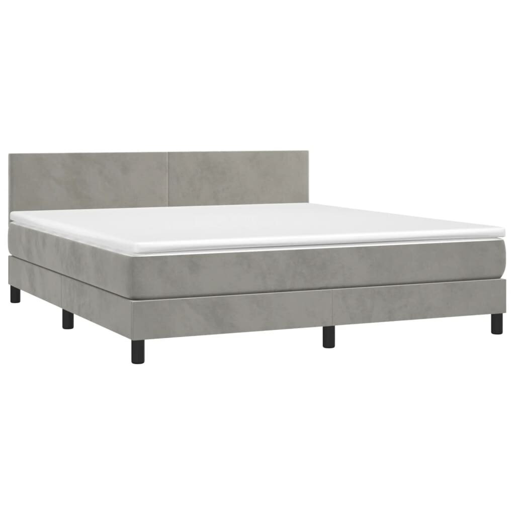 vidaXL atsperu gulta ar matraci, LED, gaiši pelēks samts, 160x200 cm цена и информация | Gultas | 220.lv