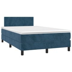 vidaXL atsperu gulta ar matraci, LED, tumši zils samts, 120x200 cm цена и информация | Кровати | 220.lv