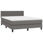 vidaXL atsperu gulta ar matraci, LED, pelēka, 140x190 cm, mākslīgā āda cena un informācija | Gultas | 220.lv