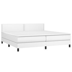 vidaXL atsperu gulta ar matraci, LED, balta, 200x200 cm, mākslīgā āda цена и информация | Кровати | 220.lv