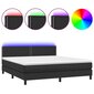 vidaXL atsperu gulta ar matraci, LED, melna, 160x200 cm, mākslīgā āda цена и информация | Gultas | 220.lv