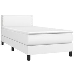 vidaXL atsperu gulta ar matraci, LED, balta, 100x200 cm, mākslīgā āda cena un informācija | Gultas | 220.lv