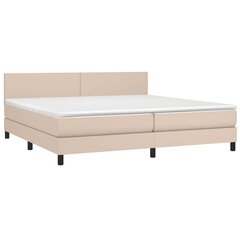 vidaXL atsperu gulta ar matraci, LED, kapučīno, 200x200 cm cena un informācija | Gultas | 220.lv