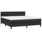 vidaXL atsperu gulta ar matraci, LED, melna, 180x200 cm, mākslīgā āda cena un informācija | Gultas | 220.lv