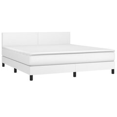 vidaXL atsperu gulta ar matraci, LED, balta, 160x200 cm, mākslīgā āda цена и информация | Кровати | 220.lv