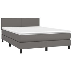 vidaXL atsperu gulta ar matraci, LED, pelēka, 140x200 cm, mākslīgā āda цена и информация | Кровати | 220.lv