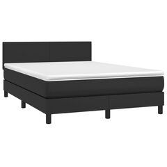 vidaXL atsperu gulta ar matraci, LED, melna, 140x200 cm, mākslīgā āda цена и информация | Кровати | 220.lv