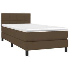 vidaXL atsperu gulta ar matraci, LED, tumši brūns audums, 90x190 cm цена и информация | Кровати | 220.lv